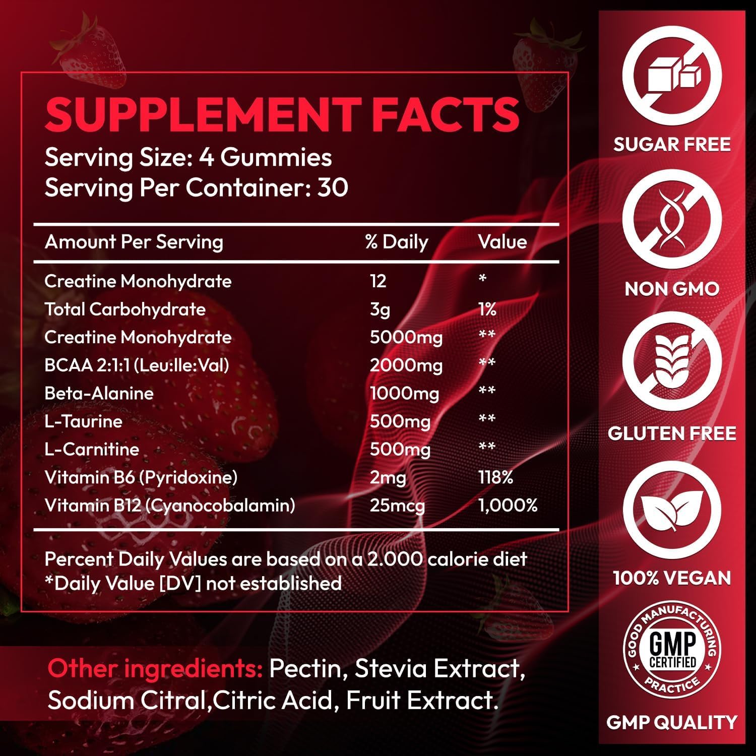 Cytona ingredients label closeup showing vitamins and creatine