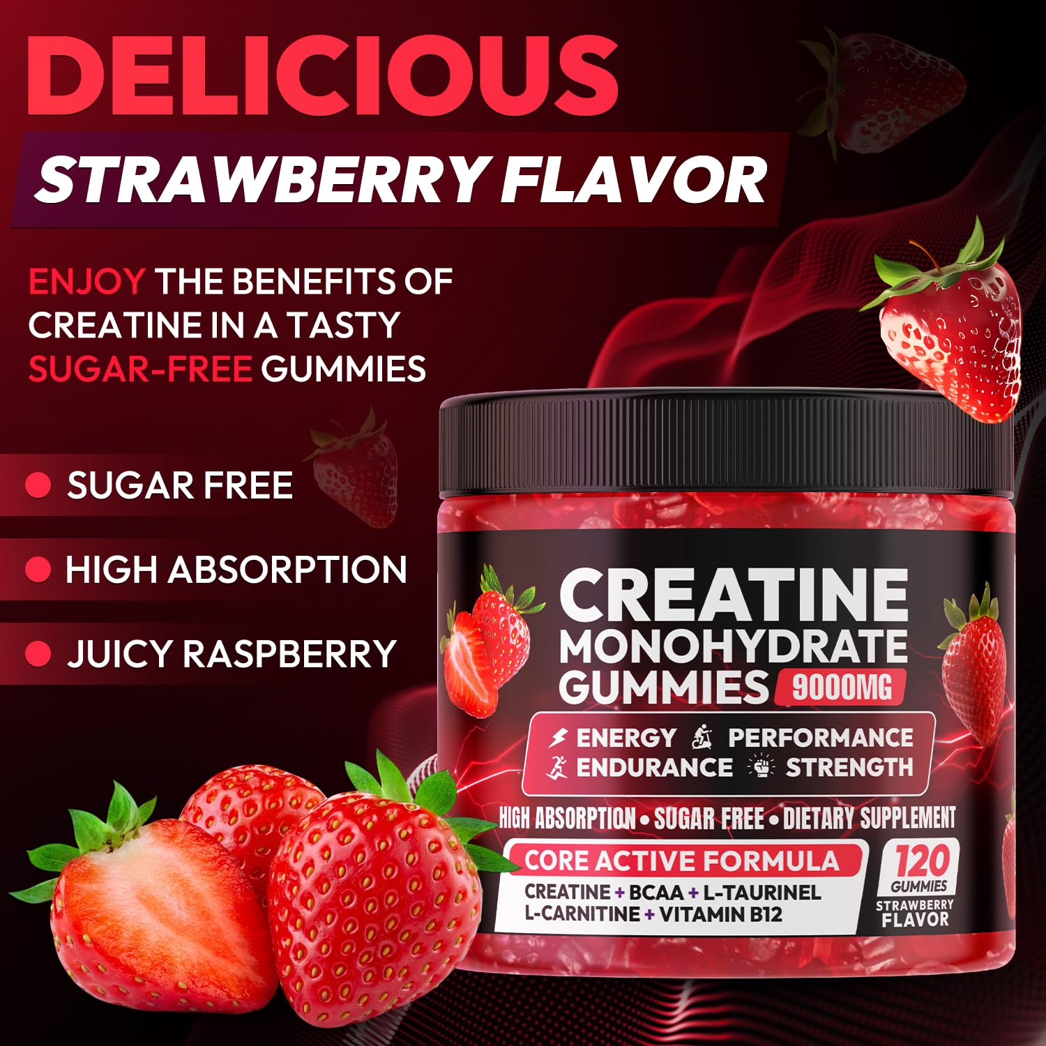 Cytona open jar top view showing strawberry gummies for convenience