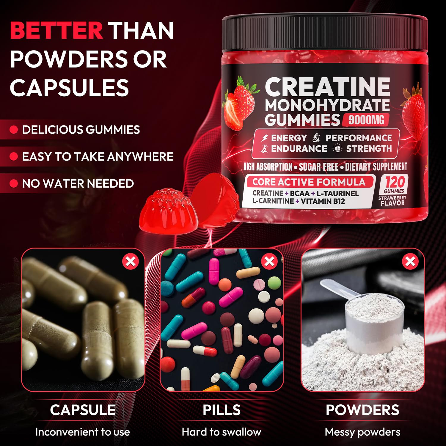 Cytona four gummies in hand illustrating single serving portability