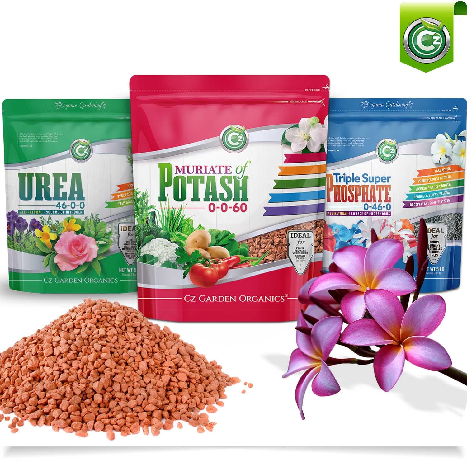 Cz Garden vertiendo fertilizante por cucharón dosificación controlada