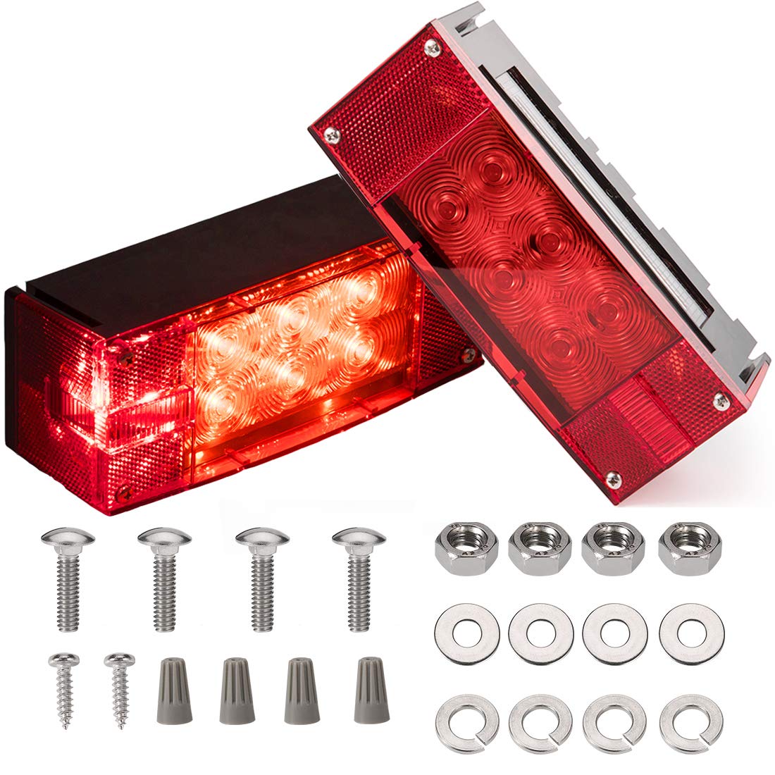 CZC AUTO front view of rectangular trailer light showing clear lens and multi-function LEDs for safety