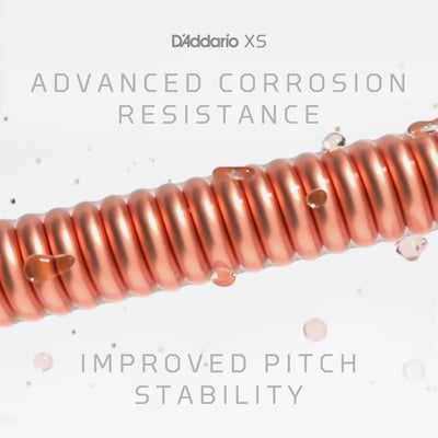 D'Addario cuerdas extendidas junto a regla conservando escala y calibre 12-53