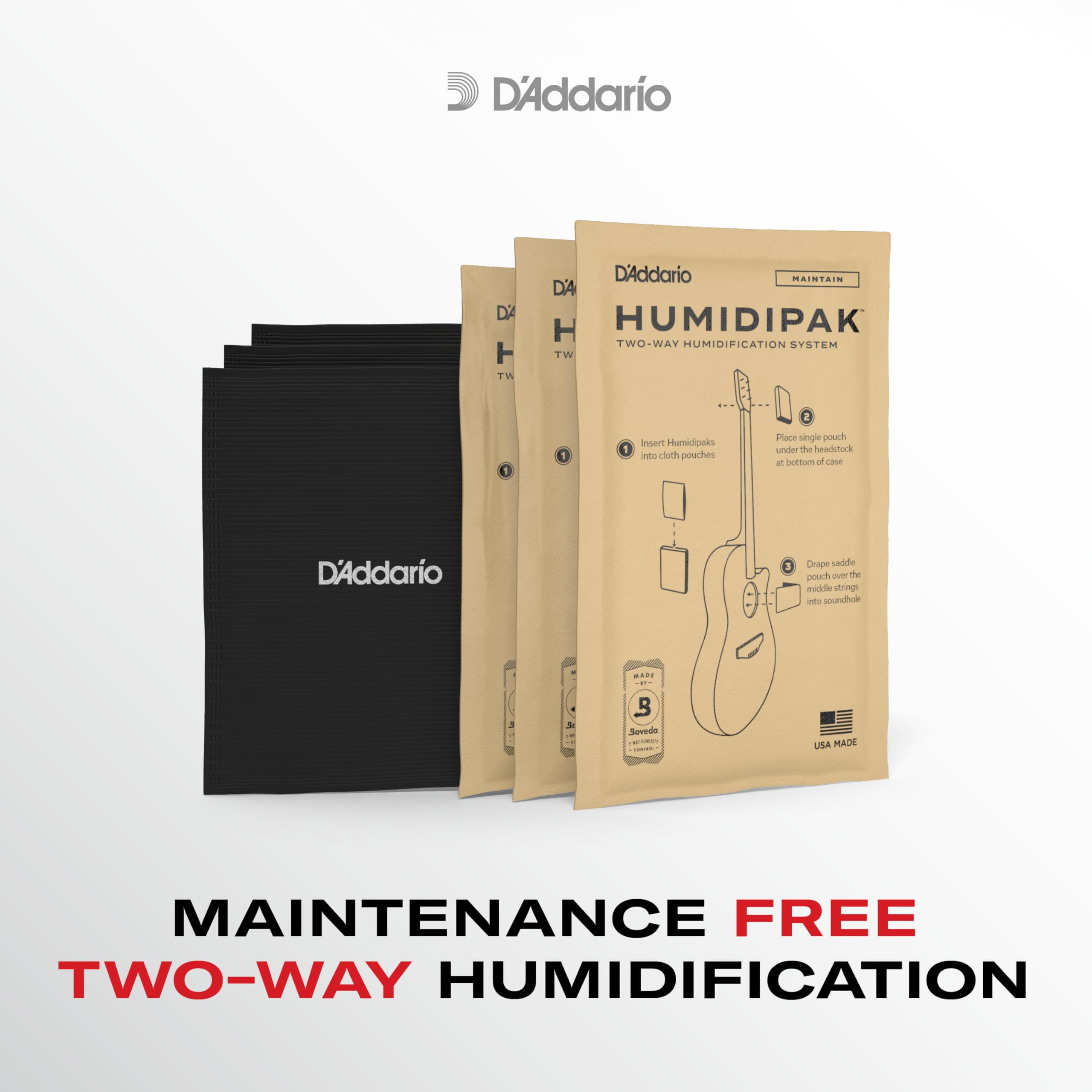 D'Addario Humidipak textura del paquete mostrando material activo