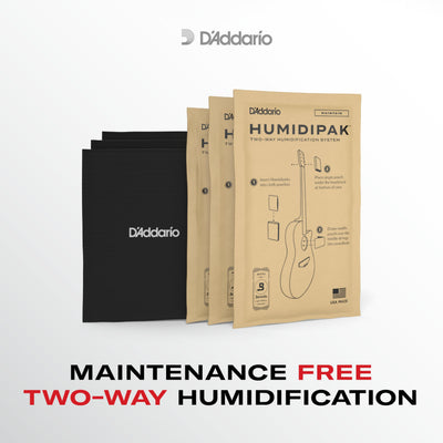 D'Addario Humidipak textura del paquete mostrando material activo