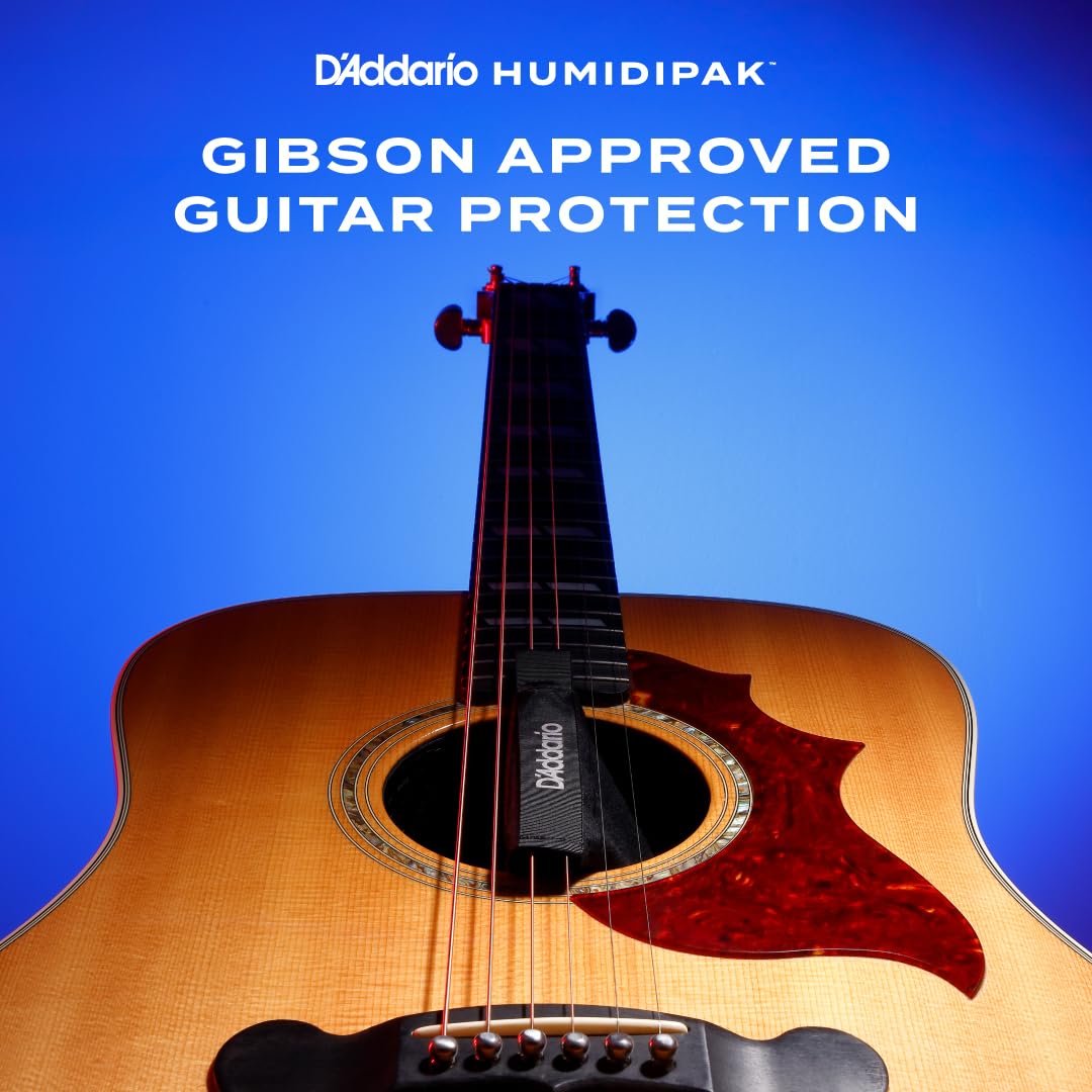 D'Addario Humidipak en uso con guitarra acústica para conservar madera