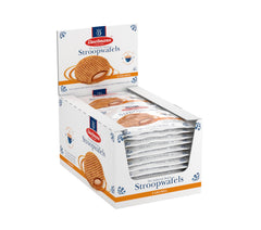 Daelmans empaque frontal mostrando 24 stroopwafels y portabilidad
