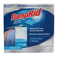DampRid empaque frontal mostrando diseño y capacidad, protege ropa de humedad