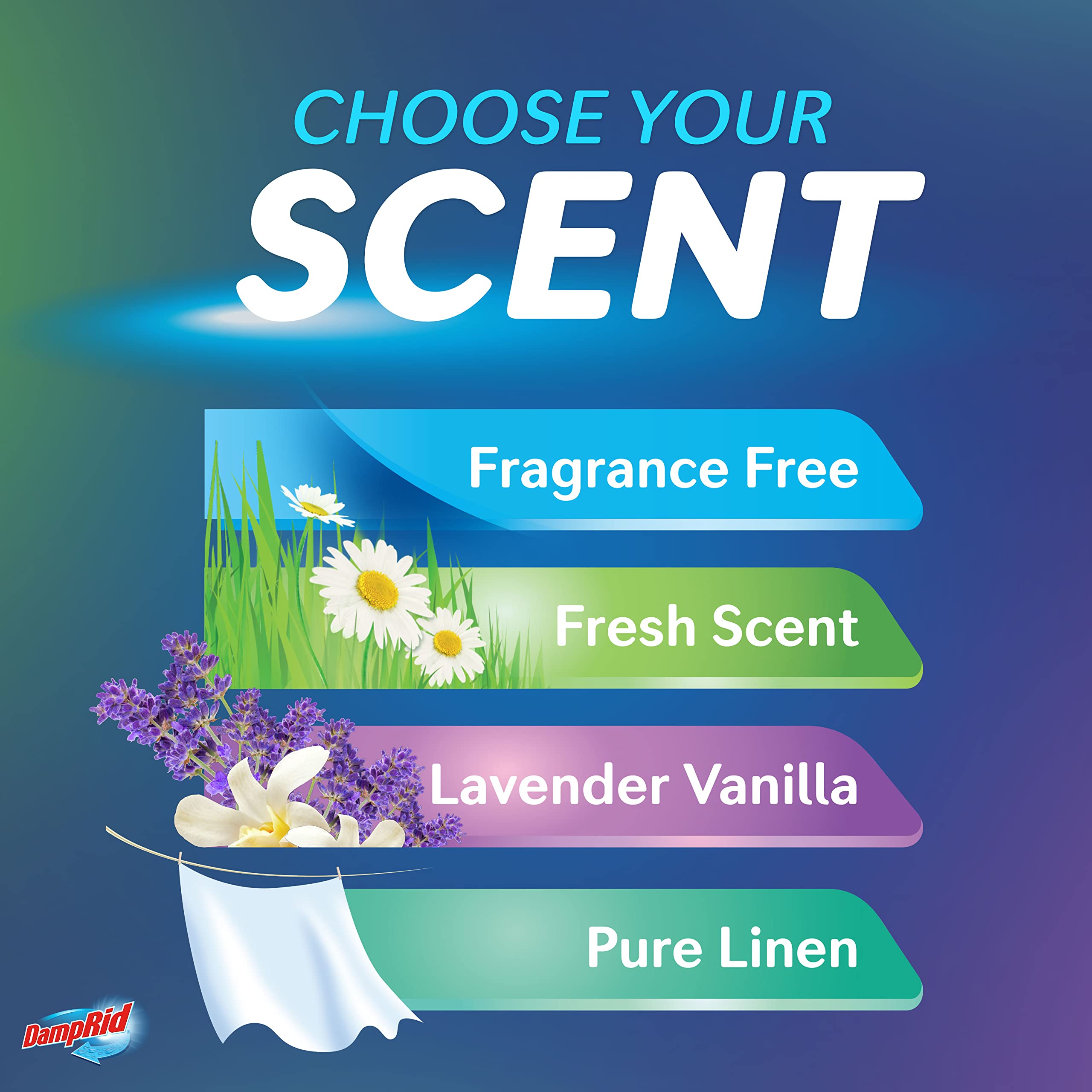 DampRid detalle del empaque Fresh Scent indicando aroma ligero