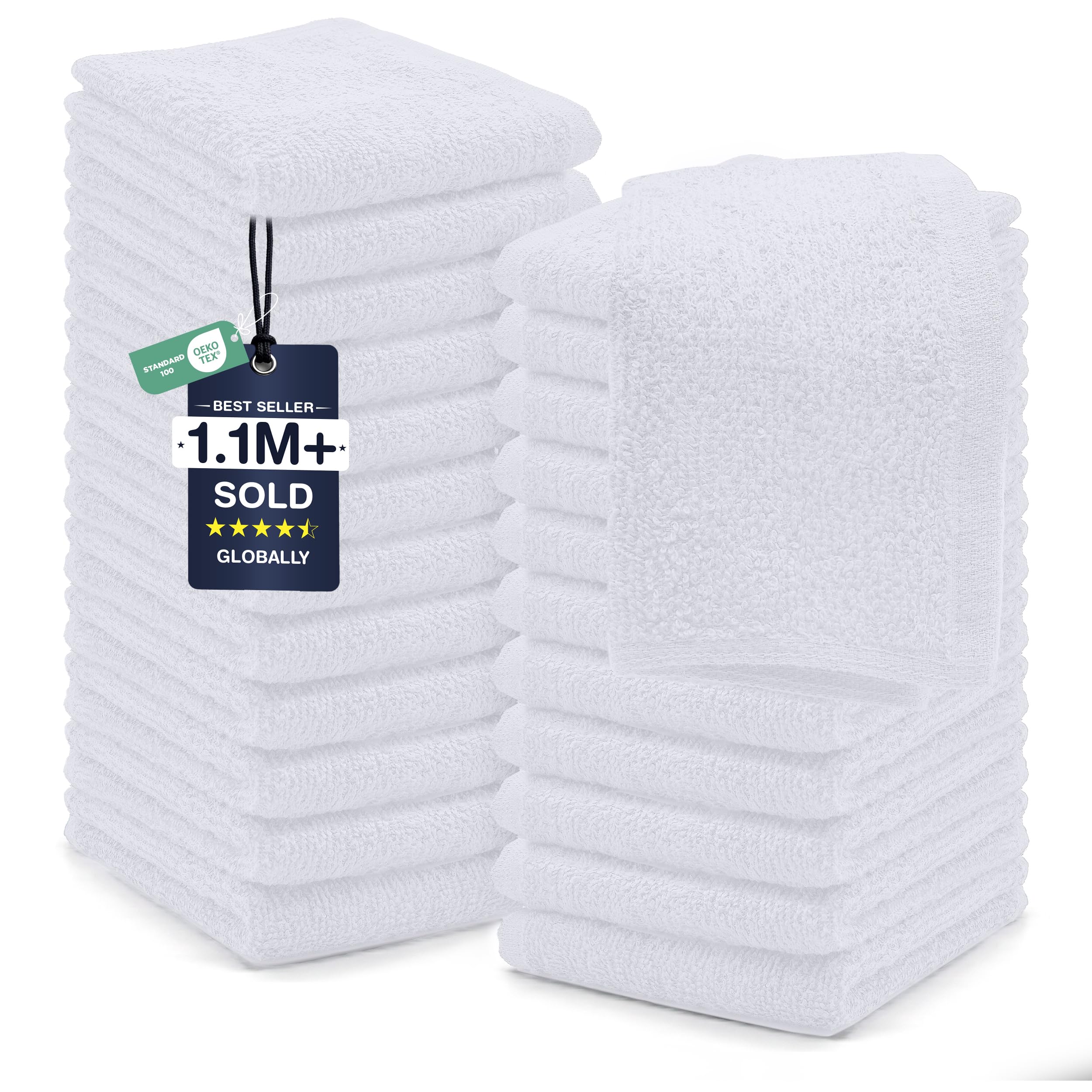 DAN RIVER front packaging showing 24-pack white wash cloths and value