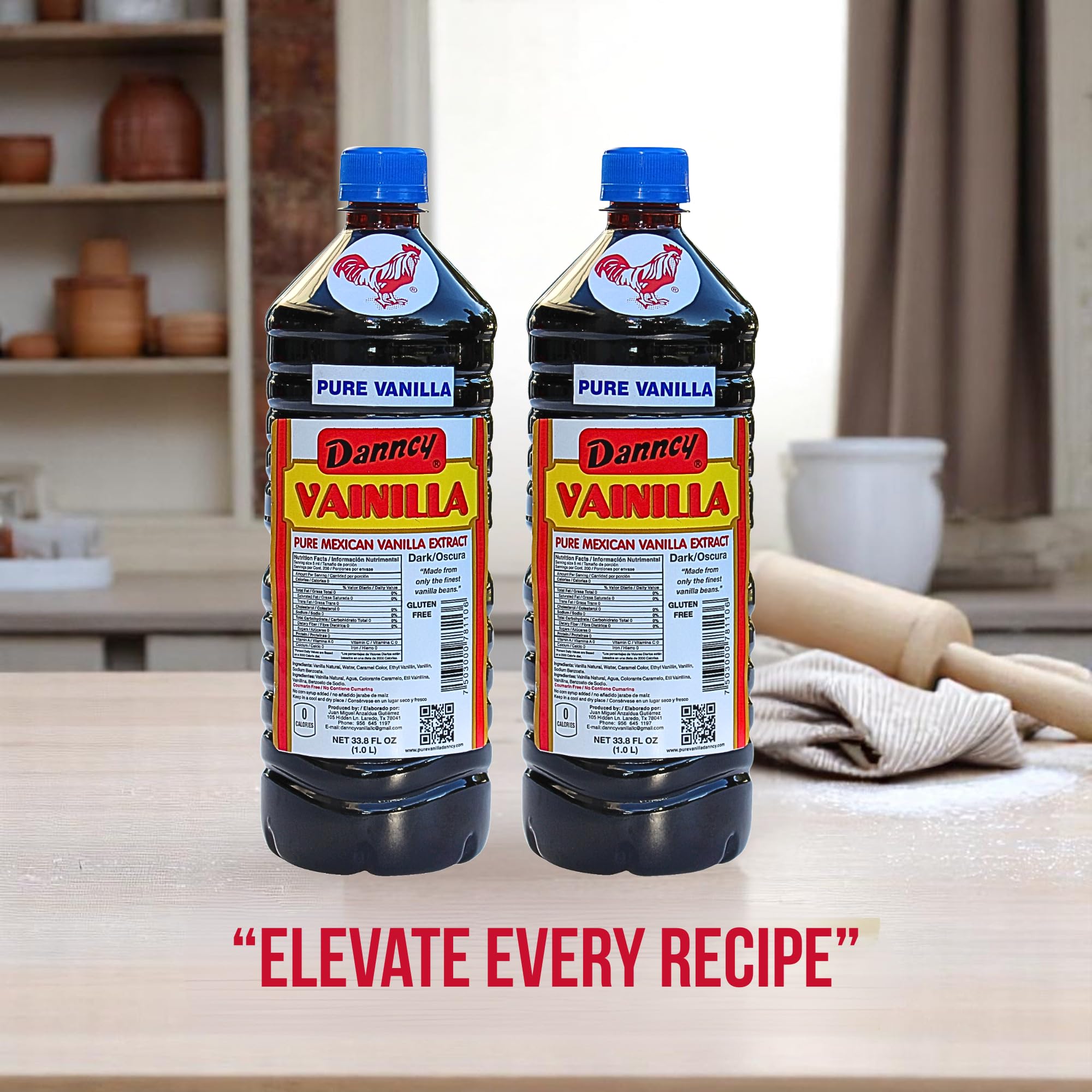 Danncy pouring dark vanilla into mixing bowl to boost dessert flavor