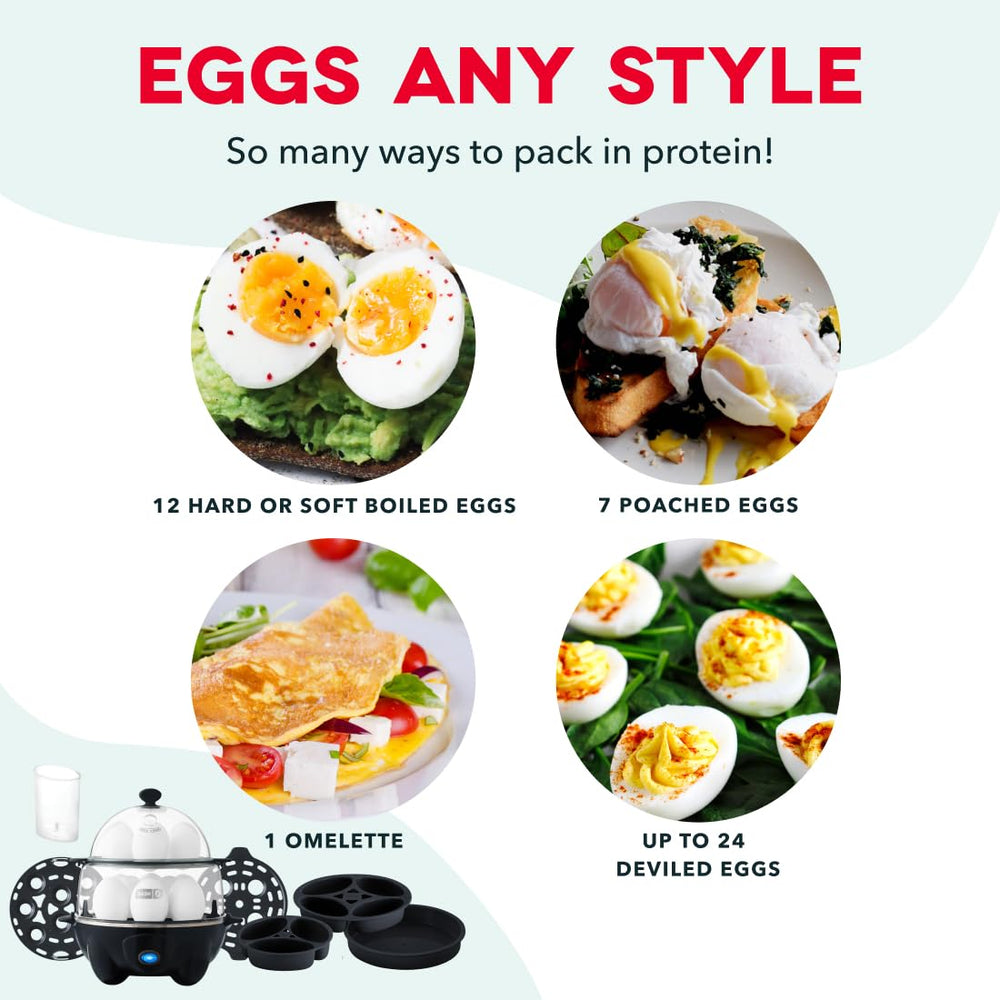 DASH cooker with twelve hard-boiled eggs cooled and ready for storage