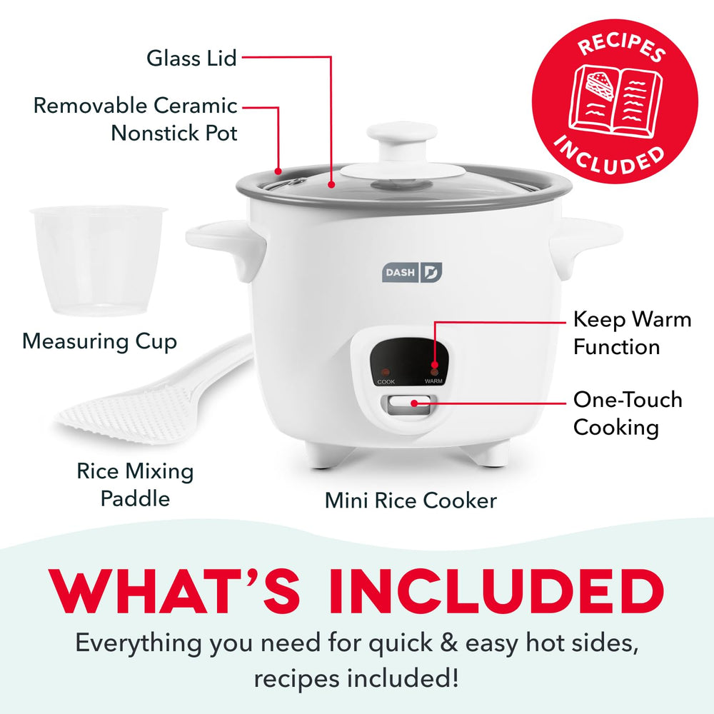 DASH mini rice cooker placed in a dorm kitchen proving portability and countertop convenience
