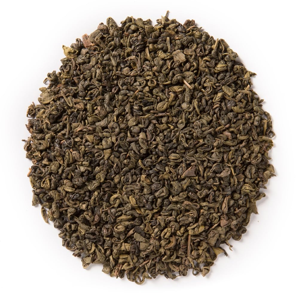 Davidson's close-up de perlas de Gunpowder mostrando textura y liberación gradual de sabor