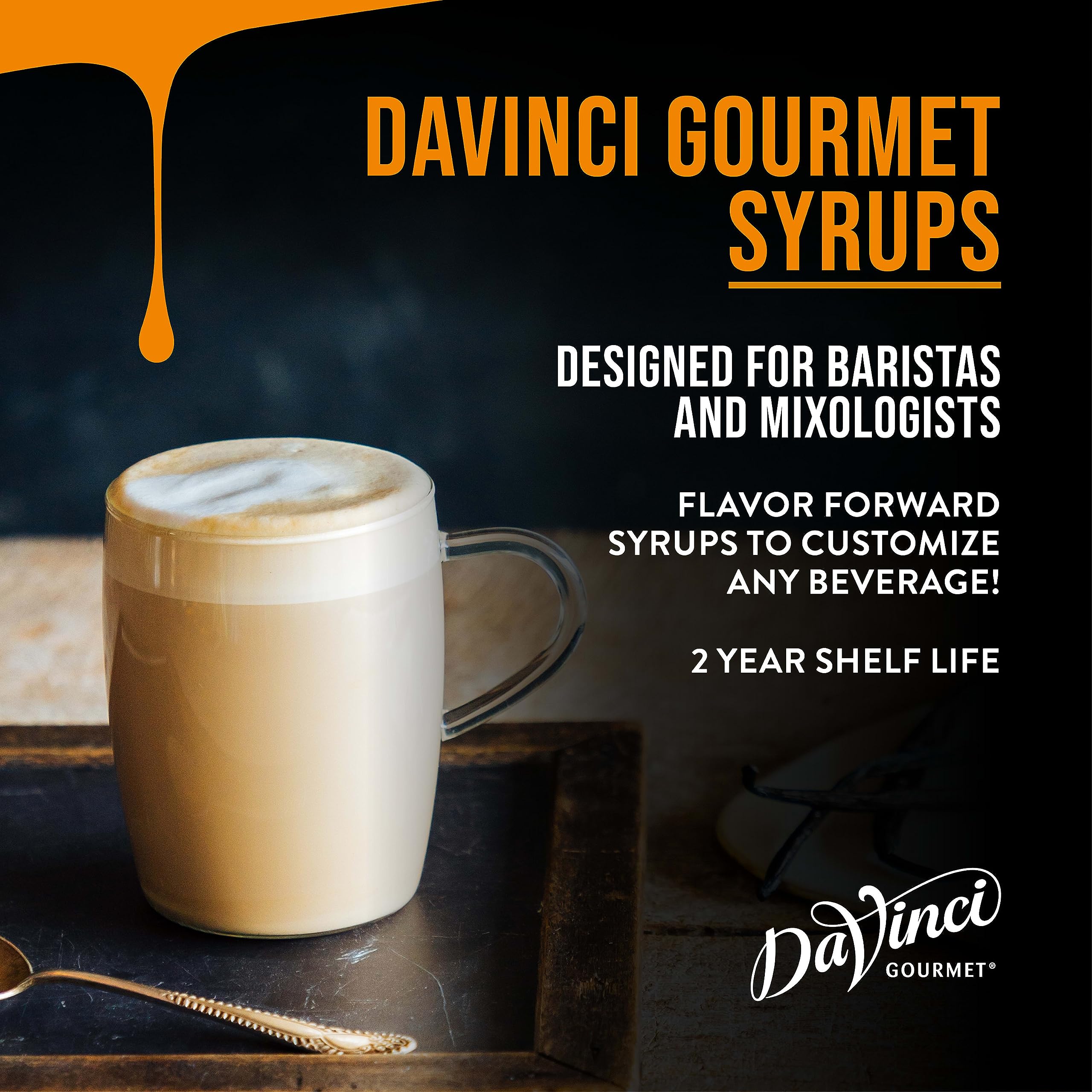 DaVinci Gourmet primer plano de textura del jarabe mostrando consistencia
