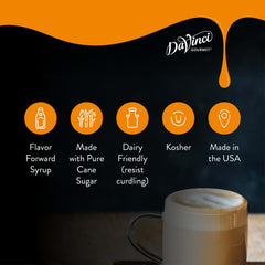 DaVinci Gourmet jarabe vertido en café realzando sabor y aroma