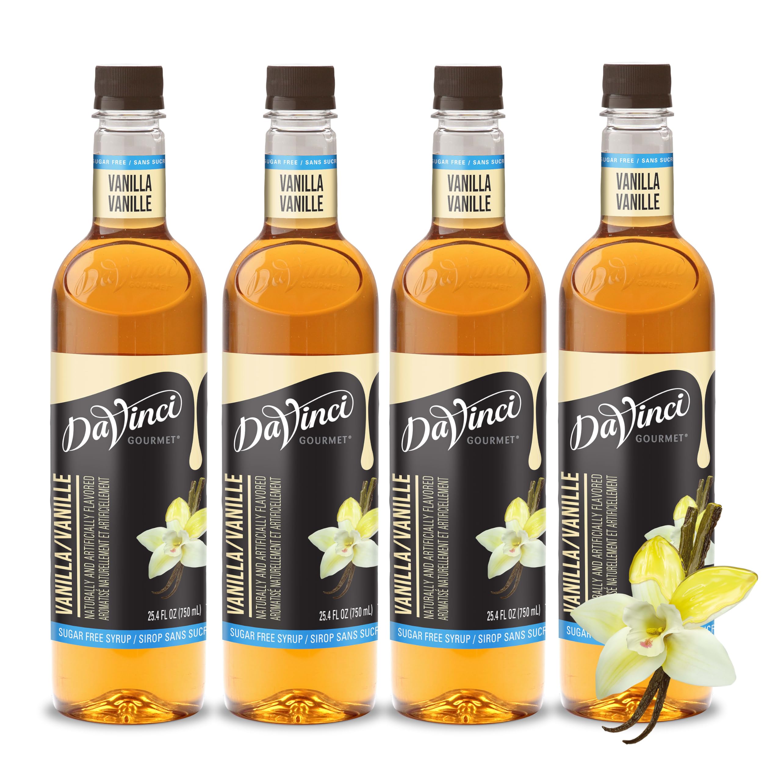 DaVinci Gourmet bottle front view showing label and sugar-free benefit
