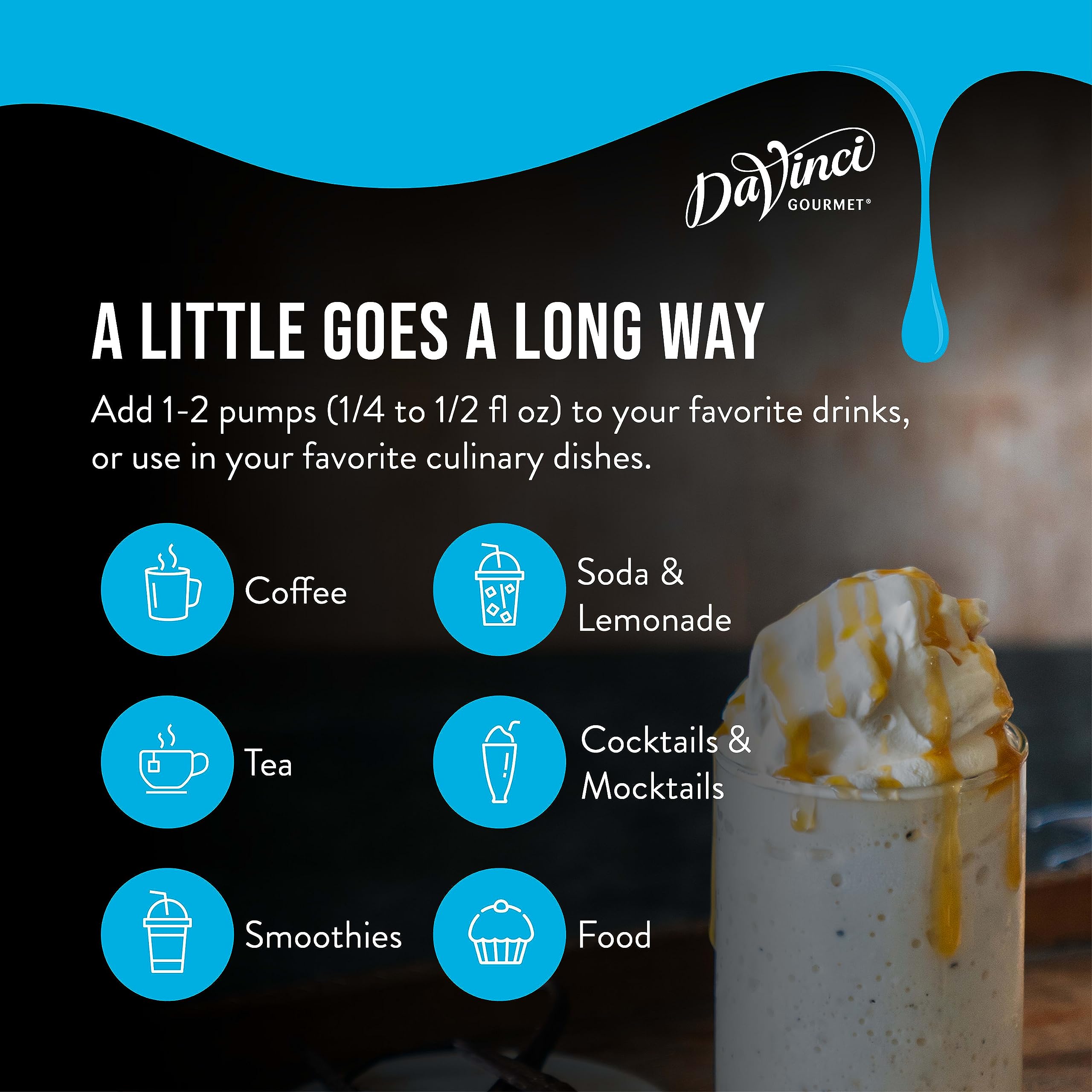DaVinci Gourmet syrup added to coffee cup demonstrating aroma enhancement