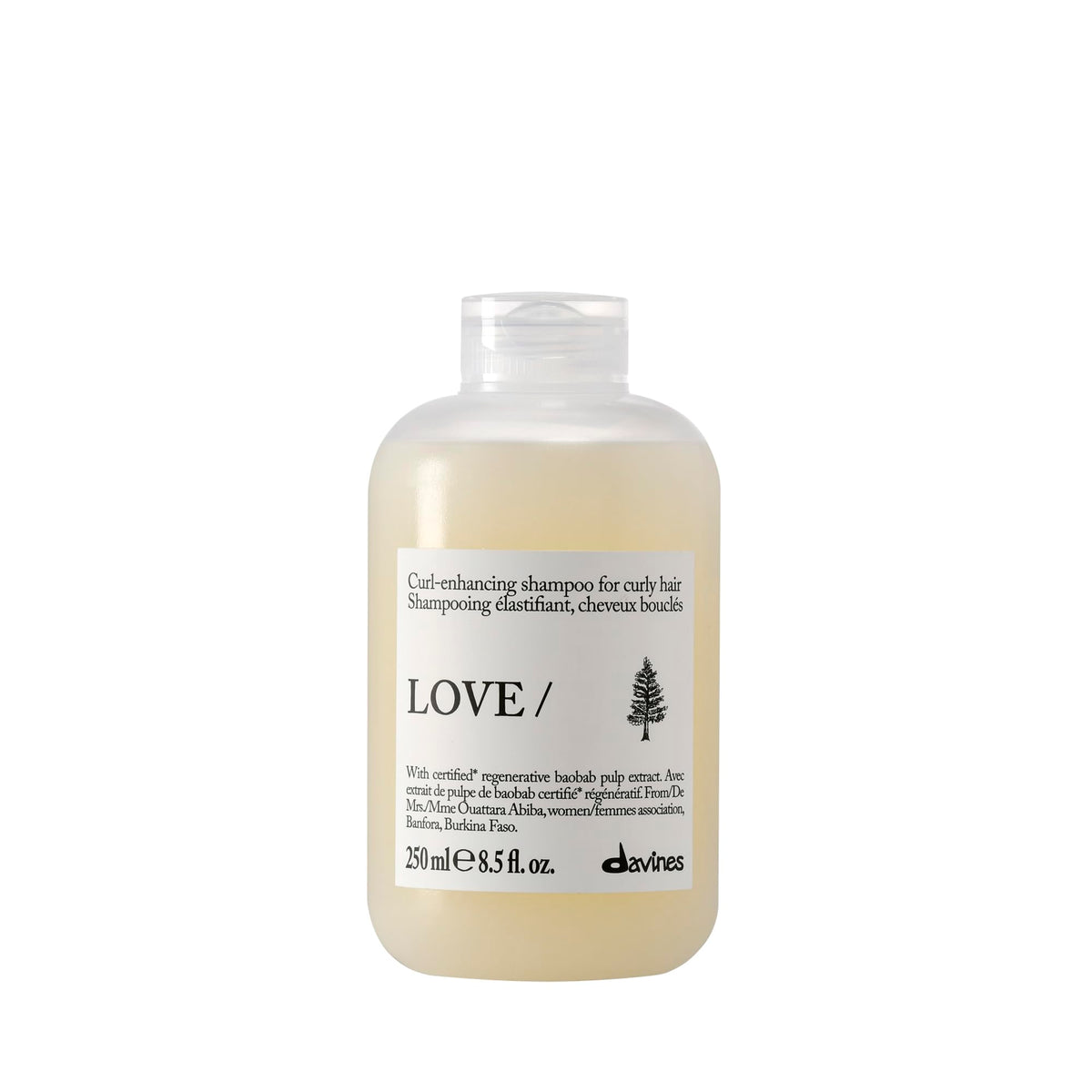 Davines botella frontal del champú con beneficio de hidratación visible