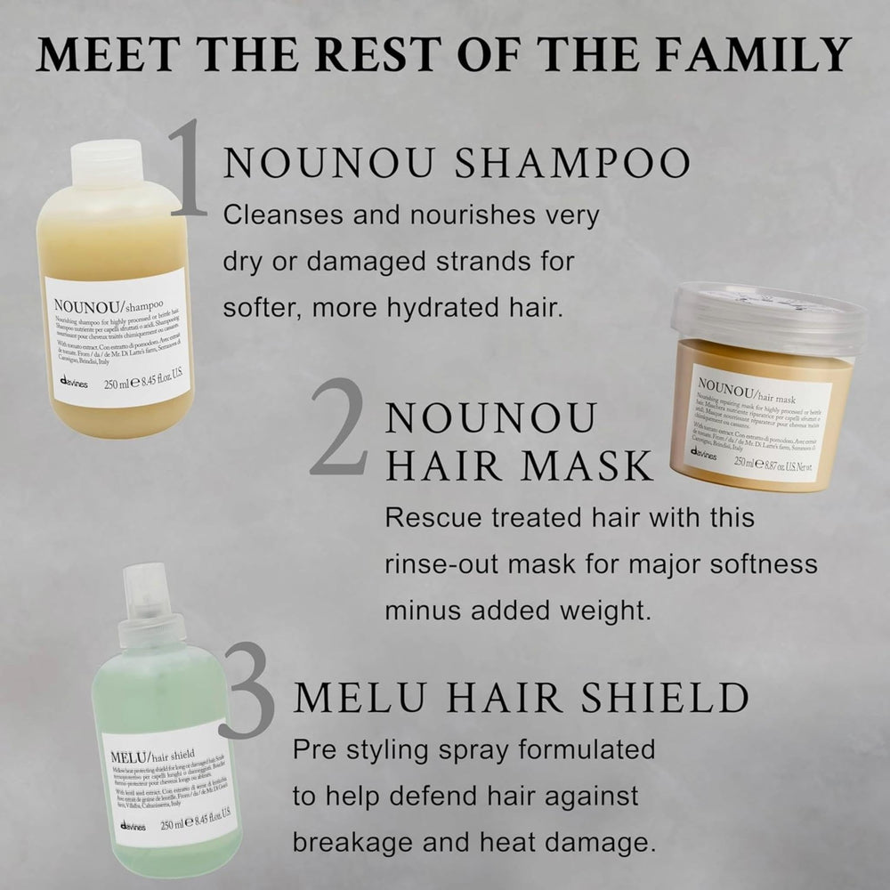 Davines NOUNOU envase sobre fondo natural resaltando el compromiso sostenible de Davines