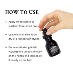 Davines OI close-up mist on hair showing smoothing and frizz reduction