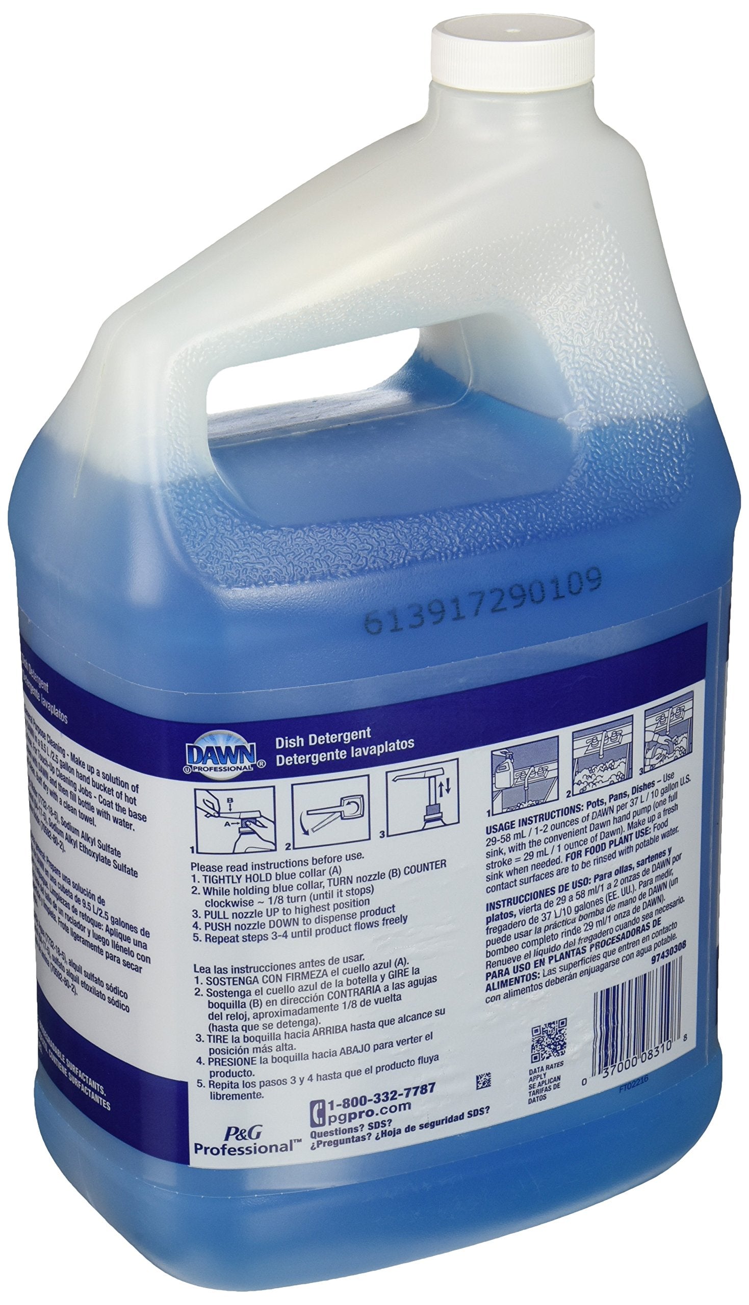 Dawn brand concentrate being poured into a sink dispenser, demonstrating ease and economy