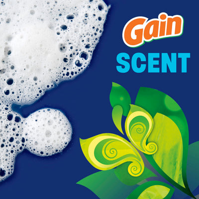 Escena de cocina con Dawn Powerwash Gain en mesa, estilo de vida y limpieza rápida