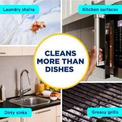 Tres recargas Dawn Powerwash Gain alineadas para rellenar el pulverizador y ahorrar