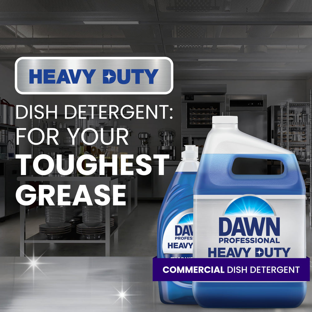 Dawn PROFESSIONAL gallon bottle next to common kitchen items to show real size and capacity