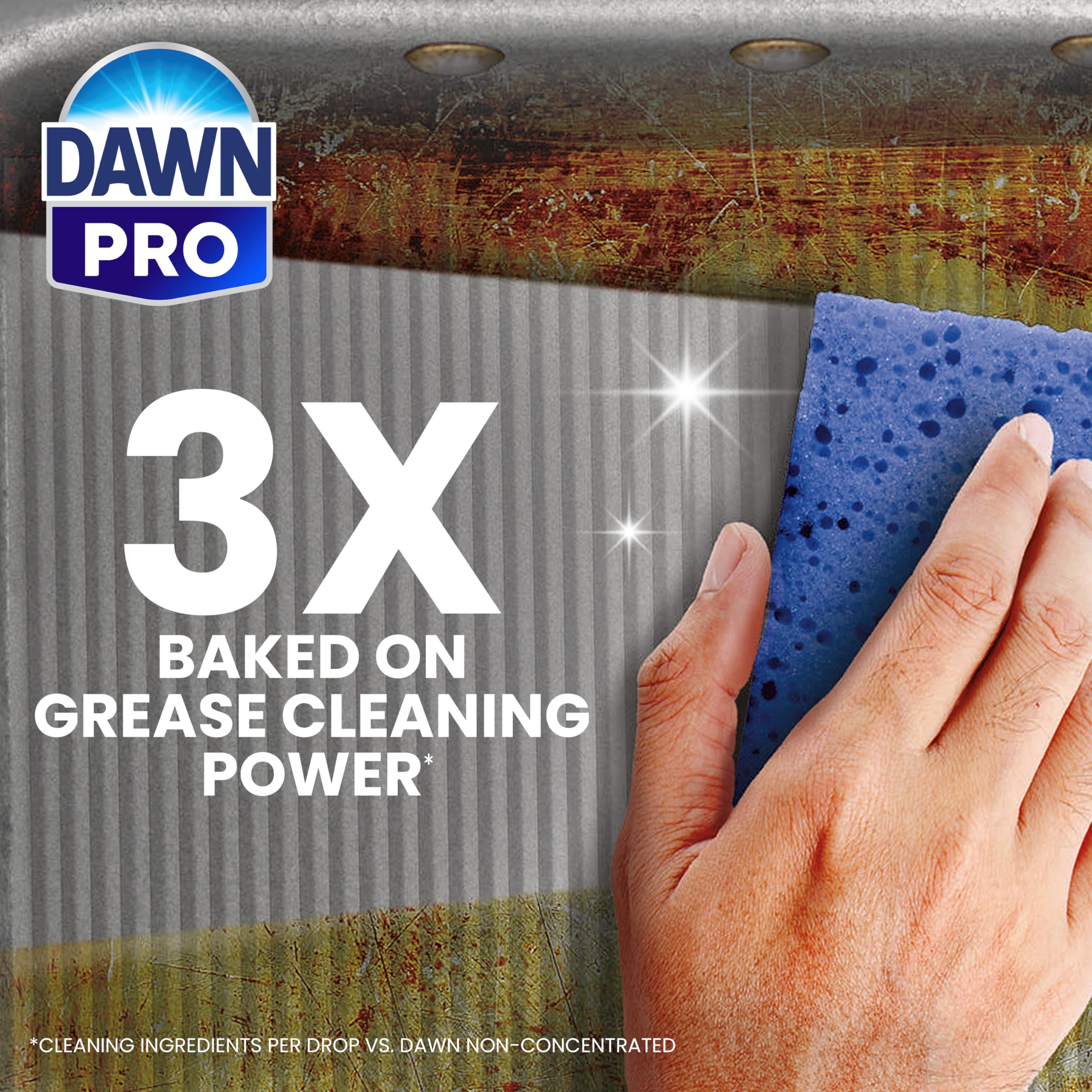 Close-up of Dawn PROFESSIONAL pouring with thick suds demonstrating fast grease-cutting action