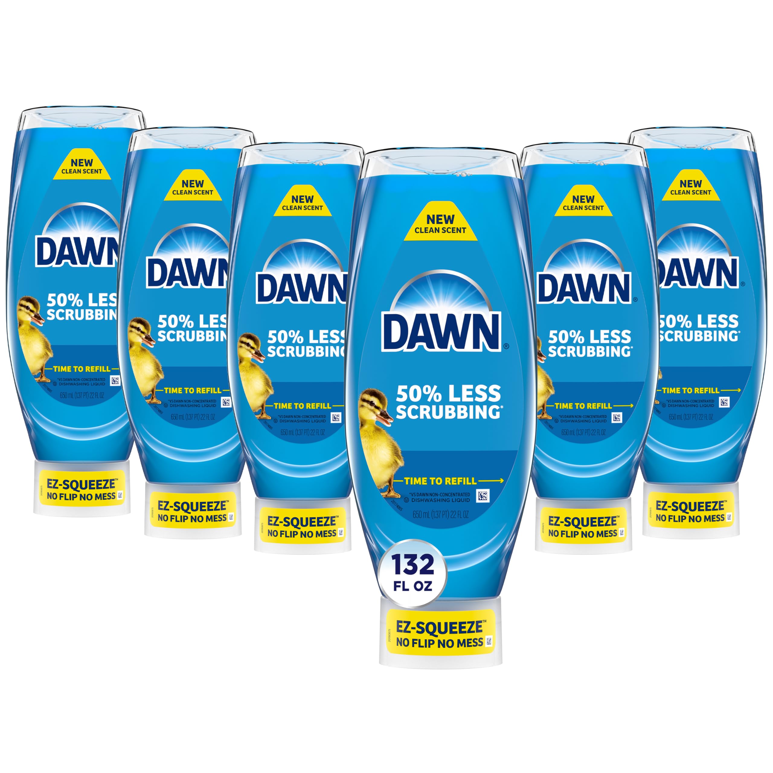 Dawn botella frontal EZ-Squeeze mostrando diseño invertido y ahorro