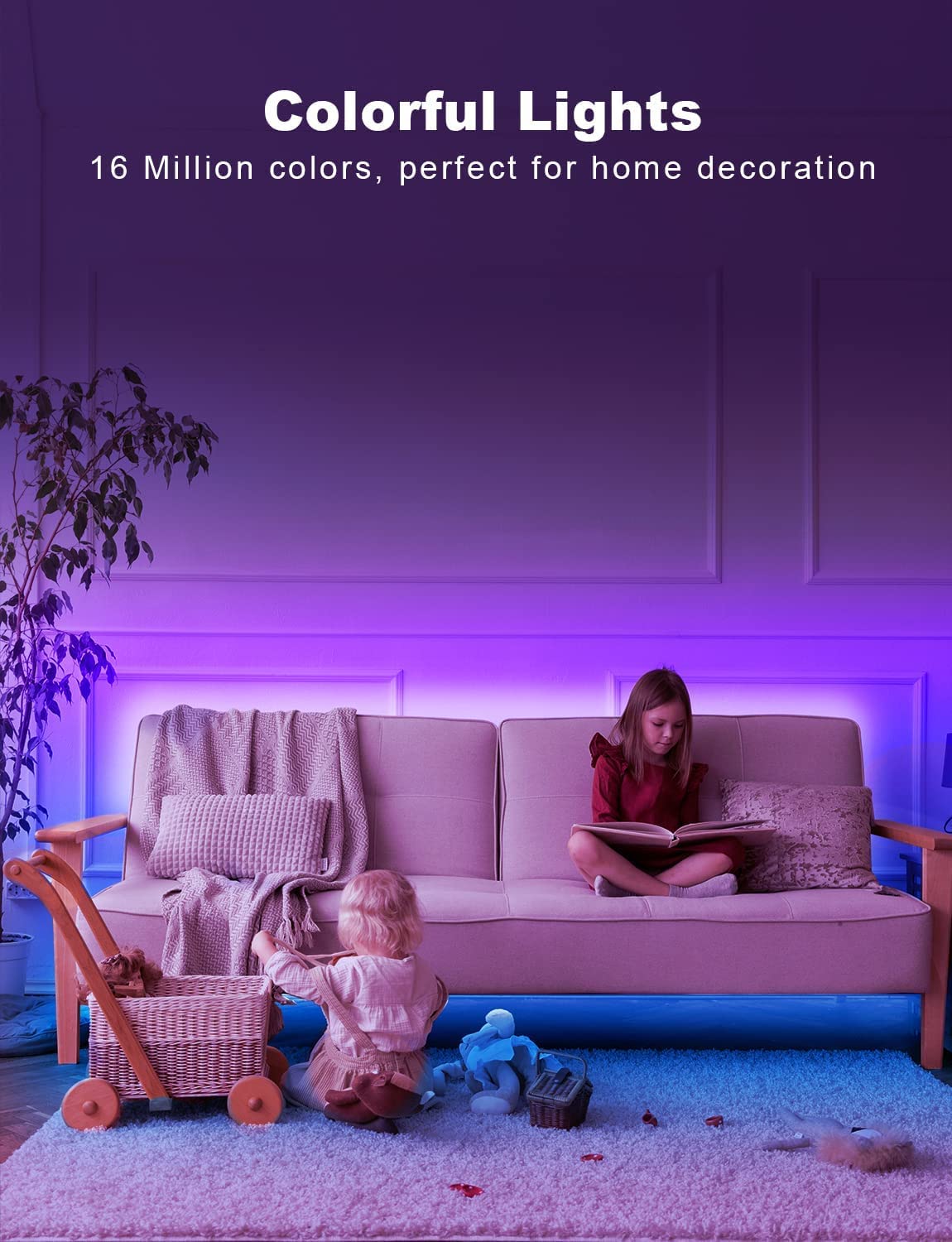 DAYBETTER detalle de la cinta LED y adhesivo para instalación segura