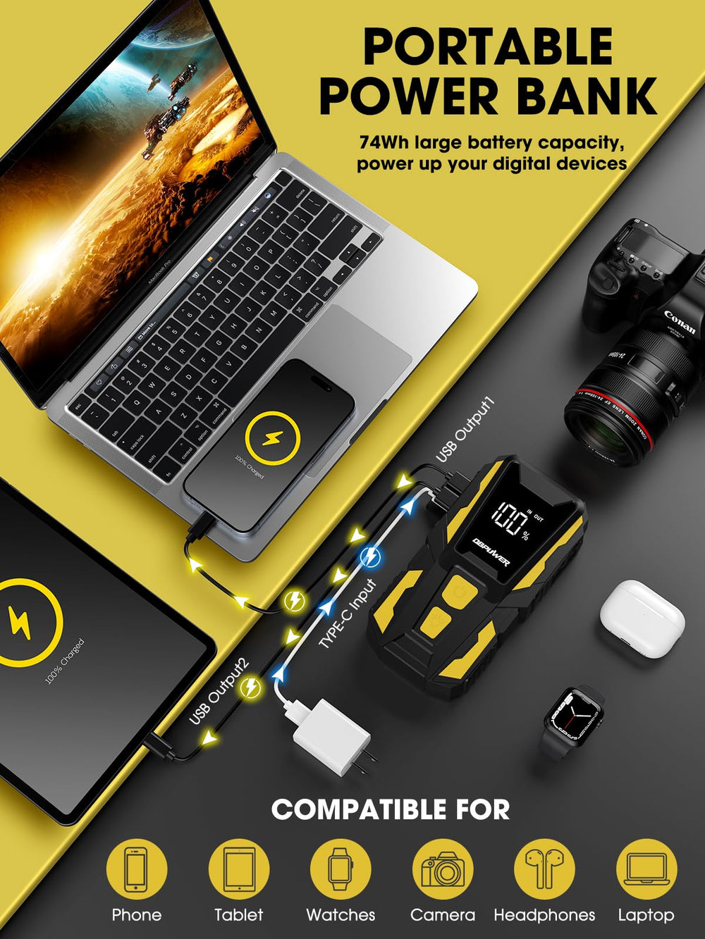 DBPOWER LED flashlight close-up showing 500-lumen beam for emergency visibility benefit