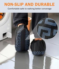 DclobTop cubrezapatos puesto en un zapato demostrando ajuste estirable y protección