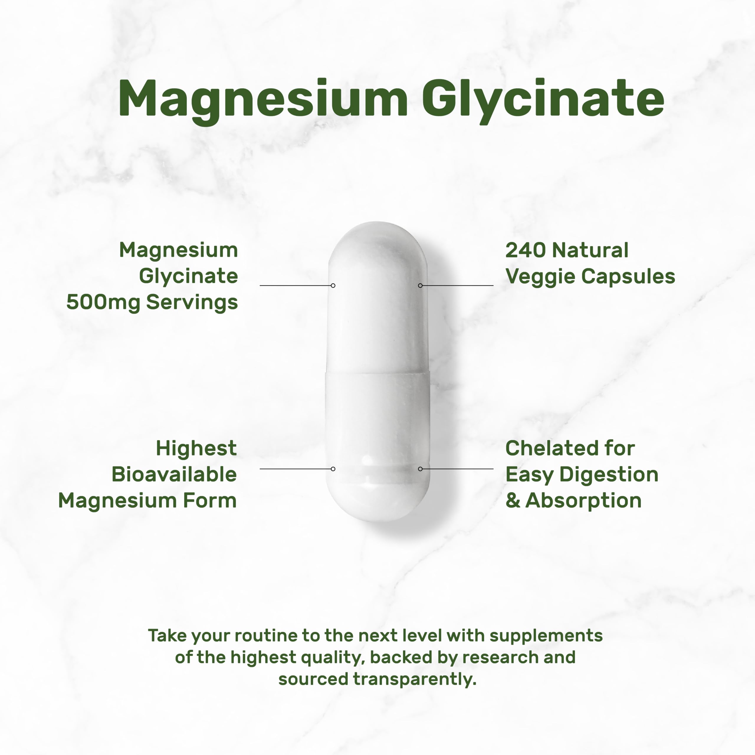 Deal Supplement textura del polvo de magnesio glicinato destacando pureza y absorción