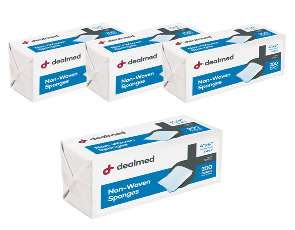 Dealmed paquete frontal mostrando etiquetas y cantidad, ideal para compra