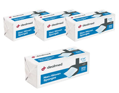Dealmed paquete frontal mostrando etiquetas y cantidad, ideal para compra