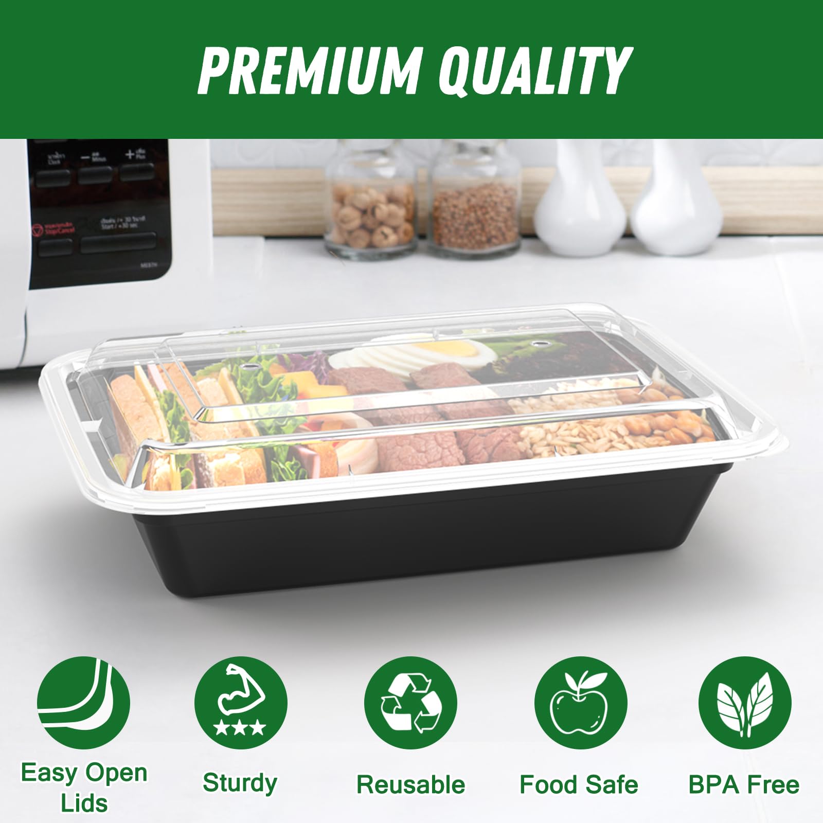 Dealusy contenedor vacío 32 oz con interior liso, ideal para porcionar comidas