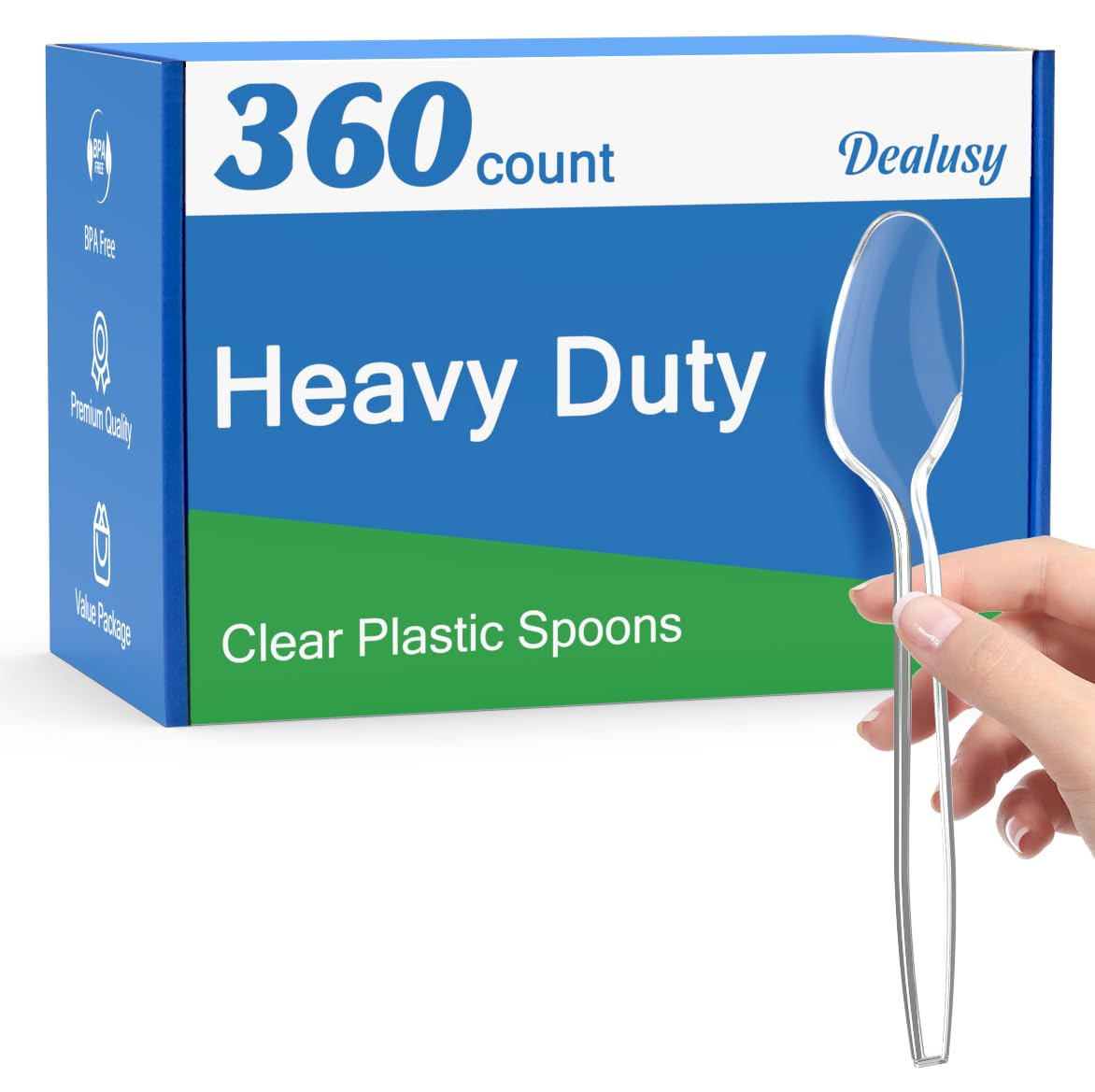 Dealusy paquete frontal de 360 cucharas transparentes, práctico para eventos