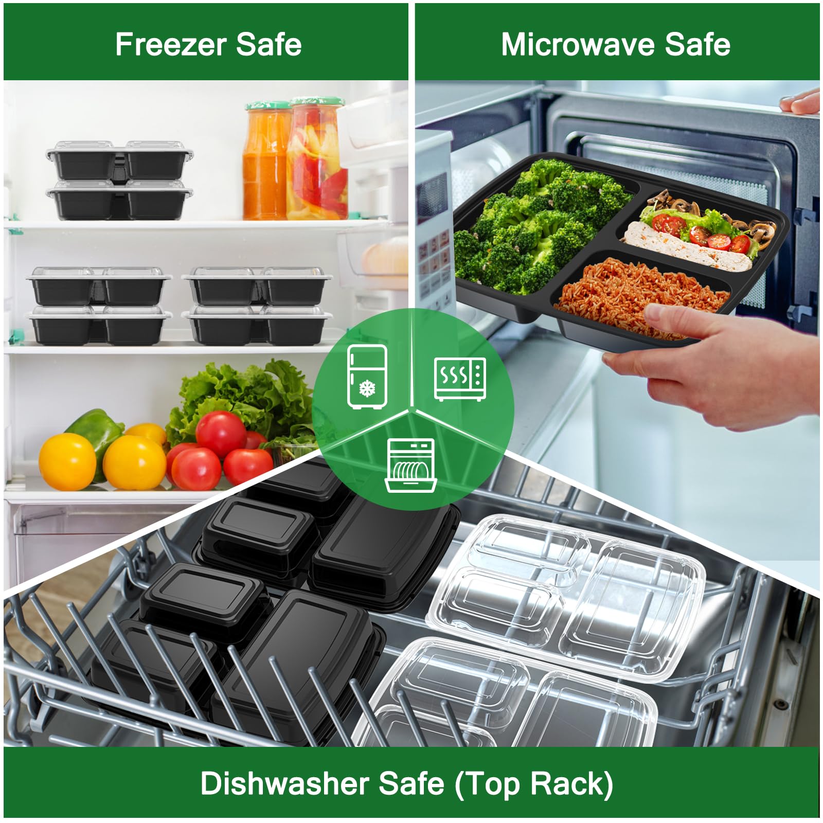 Dealusy contenedor en uso con comida preparada, facilita llevar comidas