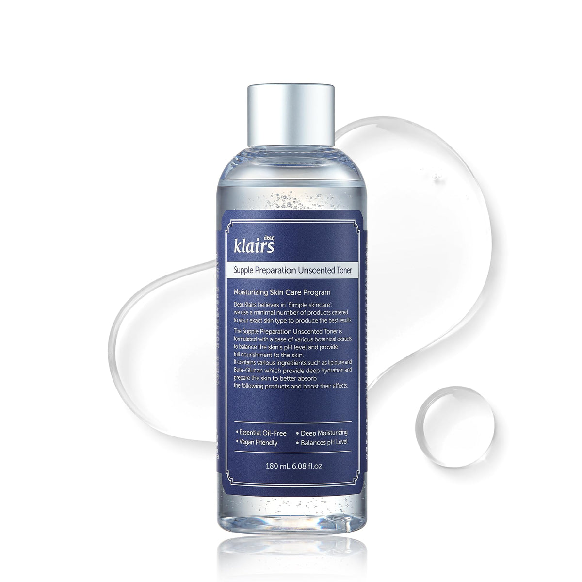 DearKlairs frasco frontal que muestra diseño y tamaño práctico