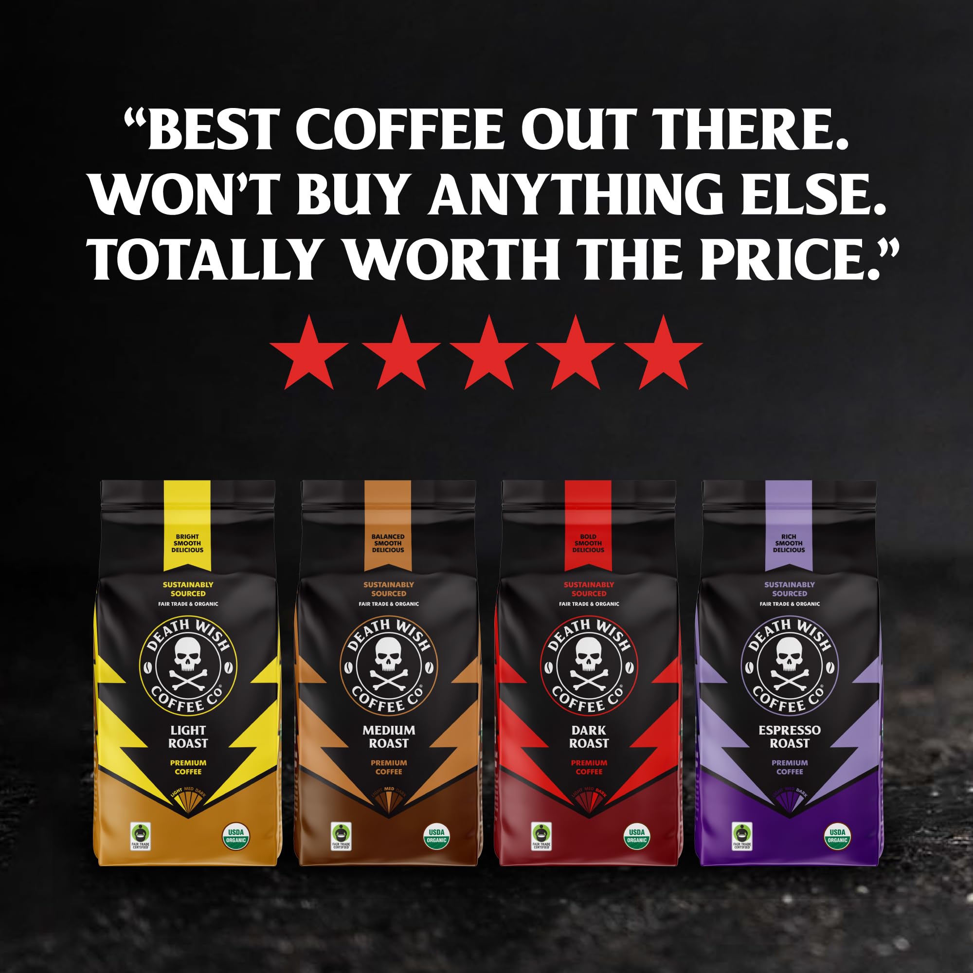Death Wish Coffee caja abierta con 50 cápsulas, almacenamiento práctico