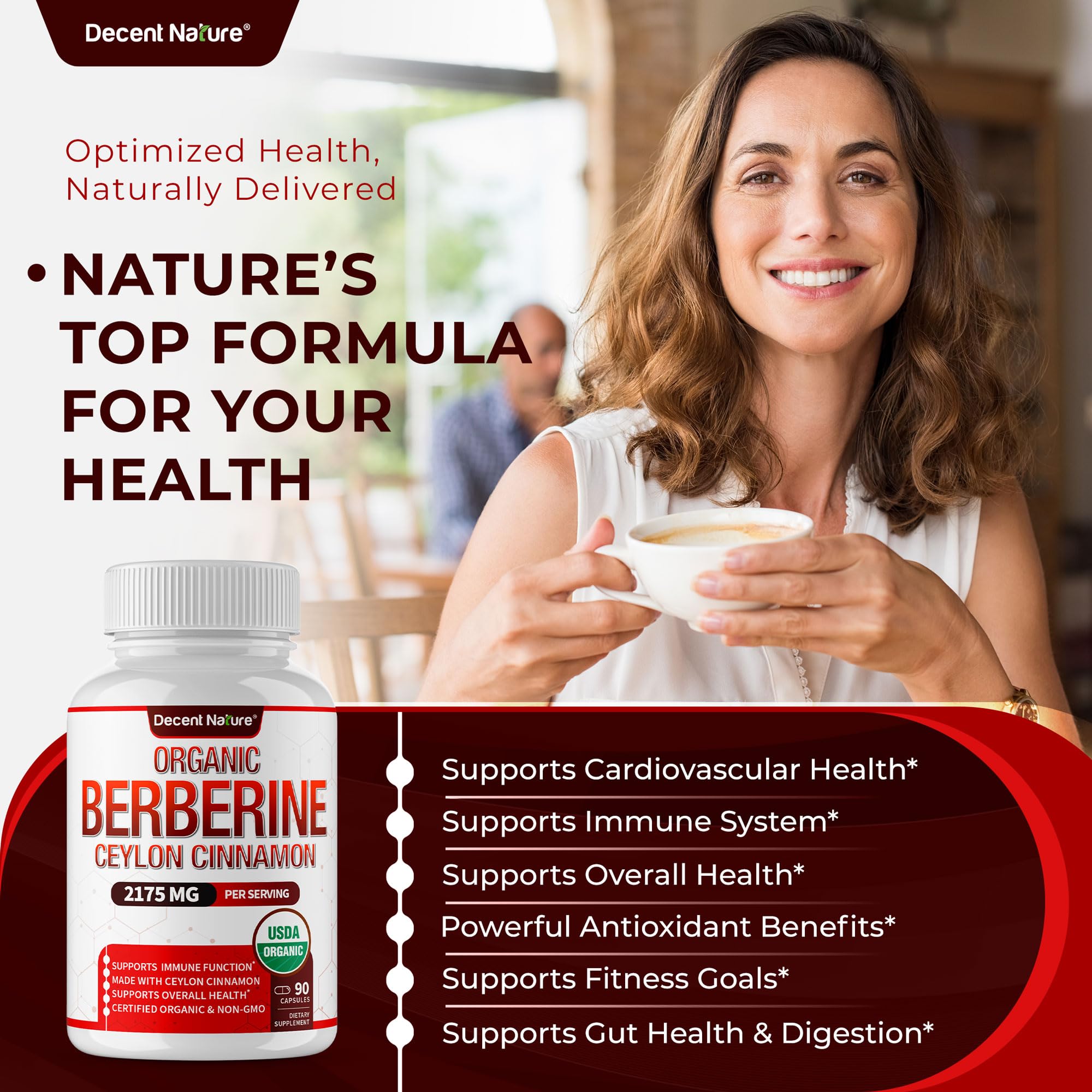 DECENT NATURE etiqueta con lista de ingredientes y certificaciones