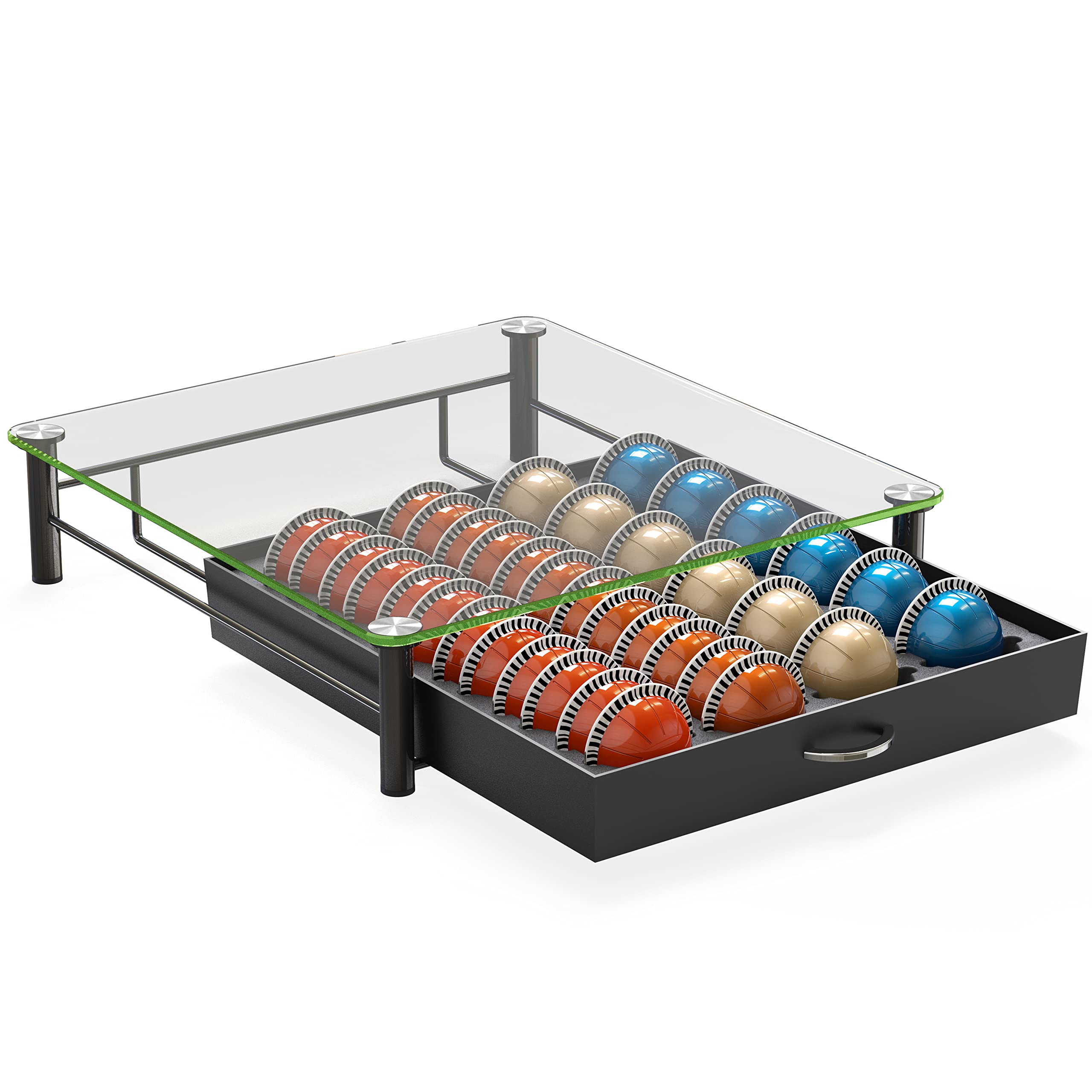 Deco Brothers interior organizado con 24 cápsulas grandes o 48 pequeñas