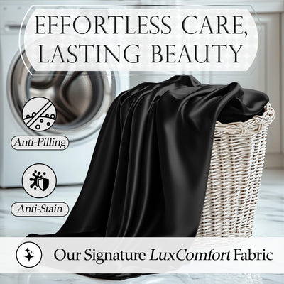 DECOLURE sheet drape with visible luster showing silky sheen and reduced friction benefit