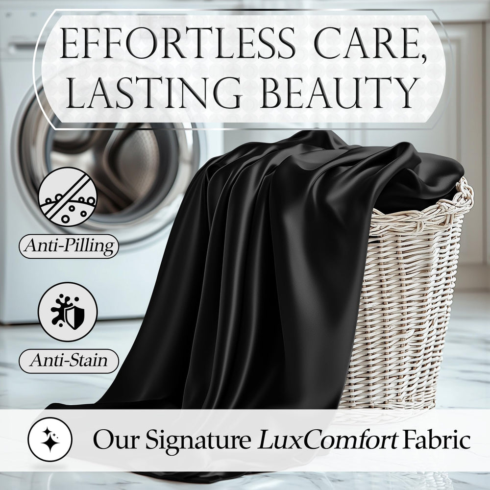 DECOLURE sheet drape with visible luster showing silky sheen and reduced friction benefit