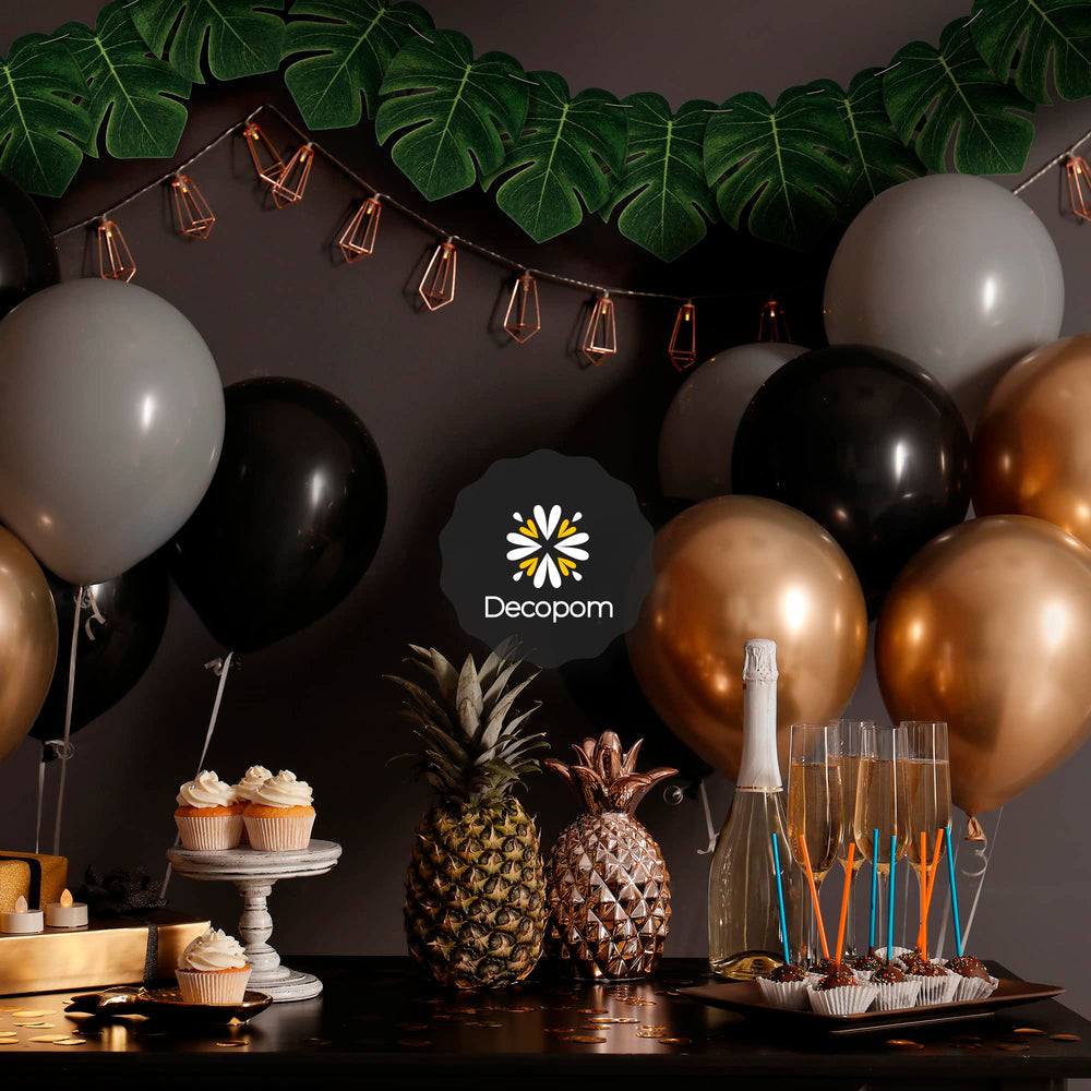 Decopom guirnalda montada con hojas para decorar eventos festivos