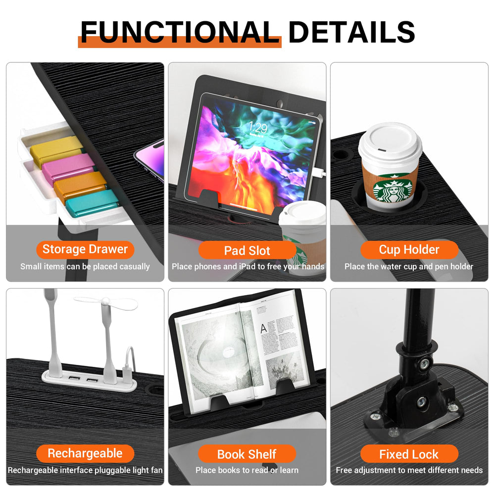DECOSIS rear bookshelf holding books and tablet for easy reference benefit