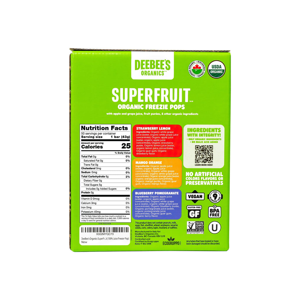 DeeBee's detalle de la textura del puré de fruta orgánico, evidencia de ingredientes reales