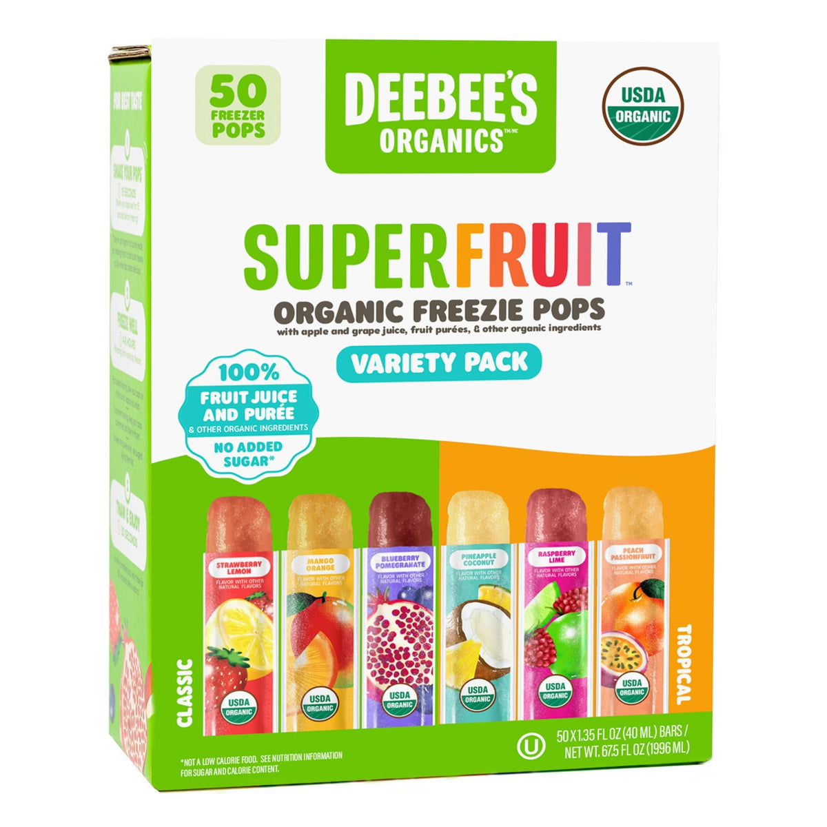 DeeBee's frente del paquete mostrando variedad, práctico para fiestas