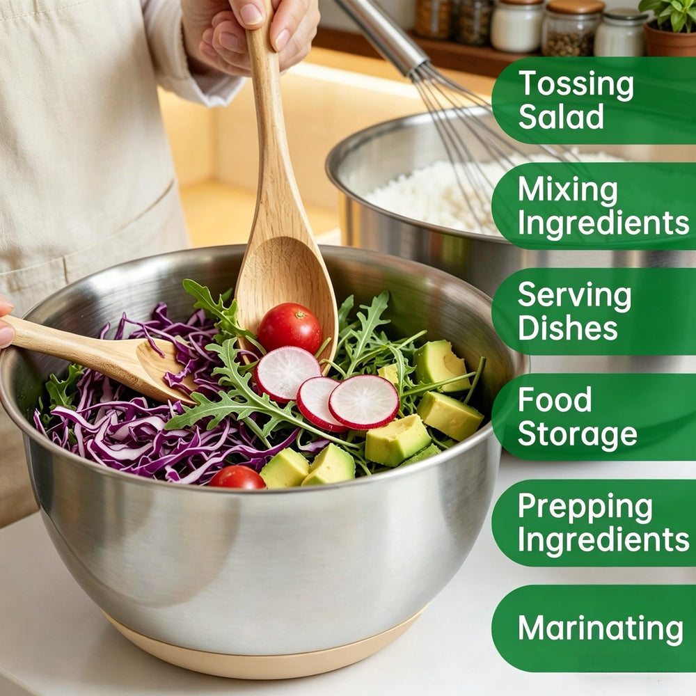 Deedro nested bowls stacked to save cabinet space and stay organized